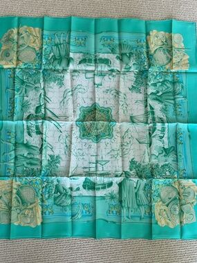 Hermès Green Azulejos Silk Scarf